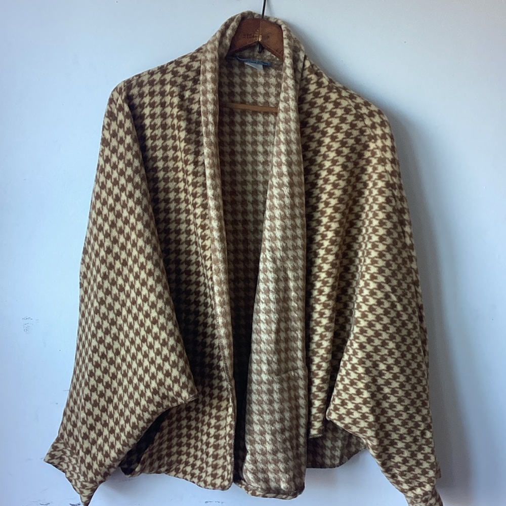 Brown Houndstooth Teddy Jacket